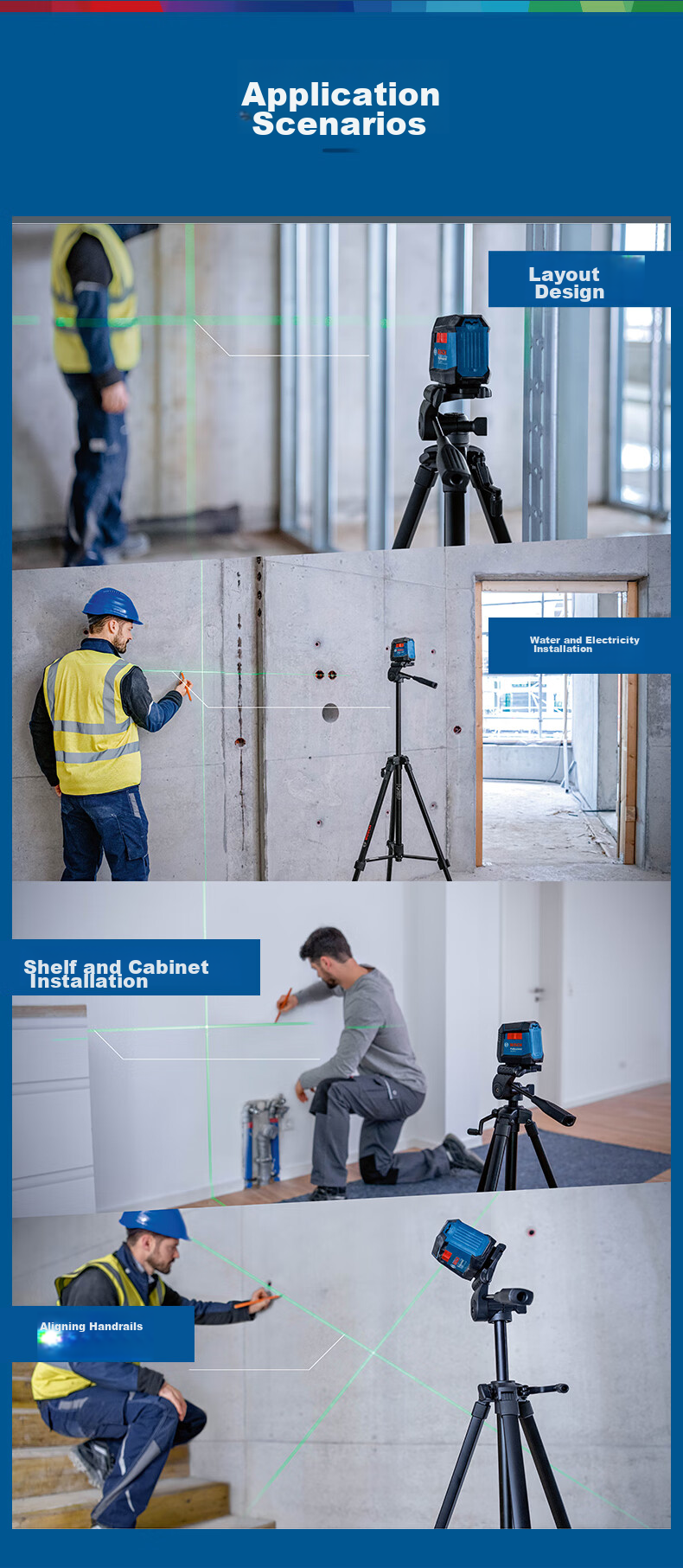 BOSCH High-Precision Green Light 5-Line Leveling Instrument, Laser Level Ruler, Electronic Ruler, GLL 50-15 XG 4