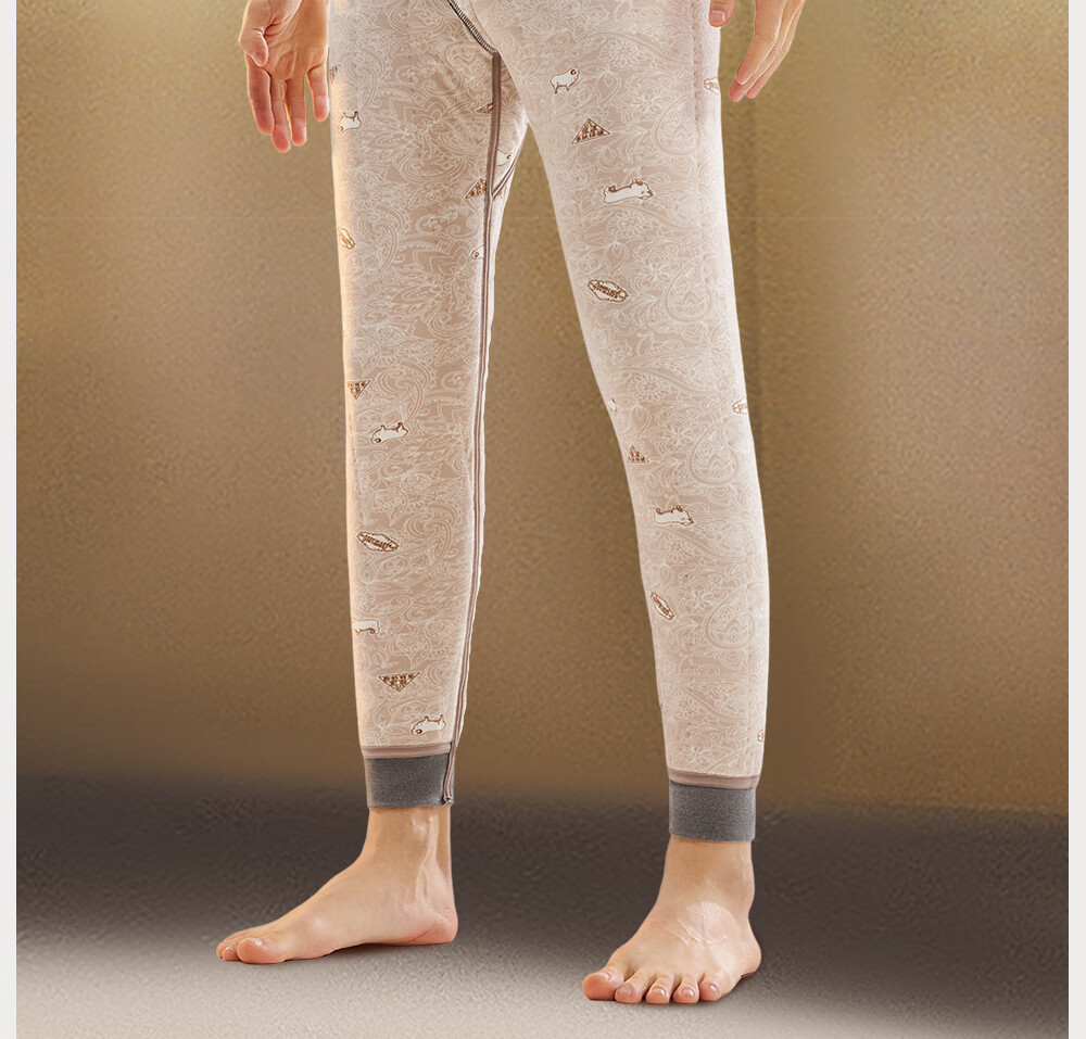 Modal Men's Thermal Pants 100% Wool Lined Fleece Thickened Autumn Winter Cold-Resistant Cotton Pants for Middle-Aged and Elderly 17