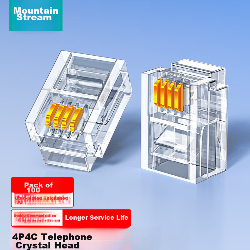 Телефонный коннектор SAMZHE 4P4C, кристальная головка RJ12, 100 шт. в упаковке, XSJ-34100