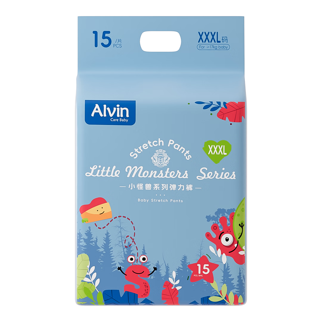 Aiweier Alvin [No Carbamide Ammonia Detected] Little Monster Ultra-Thin Instant-Absorbing Pull-Up Diapers, XXXL Size, 30 Pieces