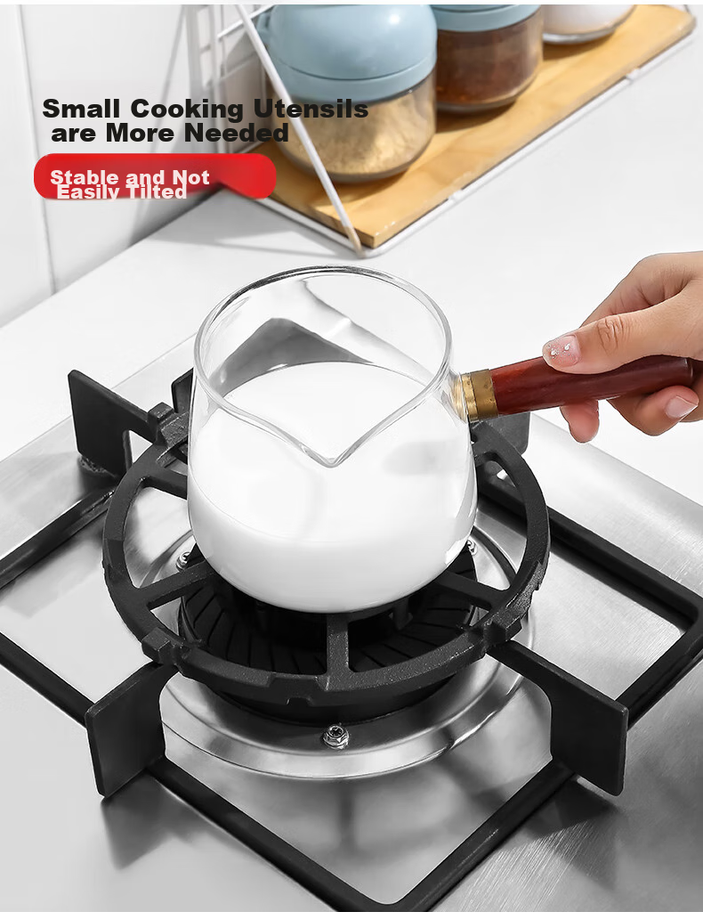 Qijiaoban Gas Stove Stand, Cast Iron Non-Slip Pot Rack with Four Claws, Universal Small Milk Pot Rack, Stove Stand Anti-Slip Support for Gas Stoves 6