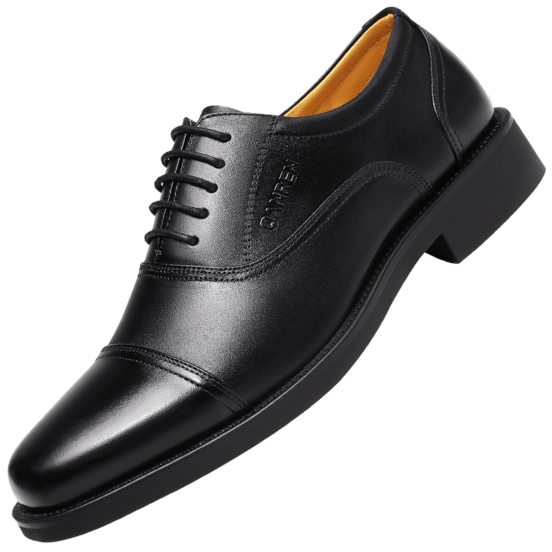Qiangren Business Formal Shoes for Men, Jihua 3515 Quality Top-Layer Cowhide Leather Dress Shoes, 15 Three-Joint Leather Shoes, Black, Size 42