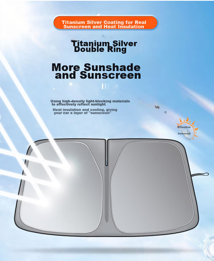 CarSetCity Car Sunshade, Front Windshield Sunshade, Sun Umbrella, Sun Visor, Titanium Silver Heat Insulation Cover for Summer, Sun Protection And Heat Insulatio 3