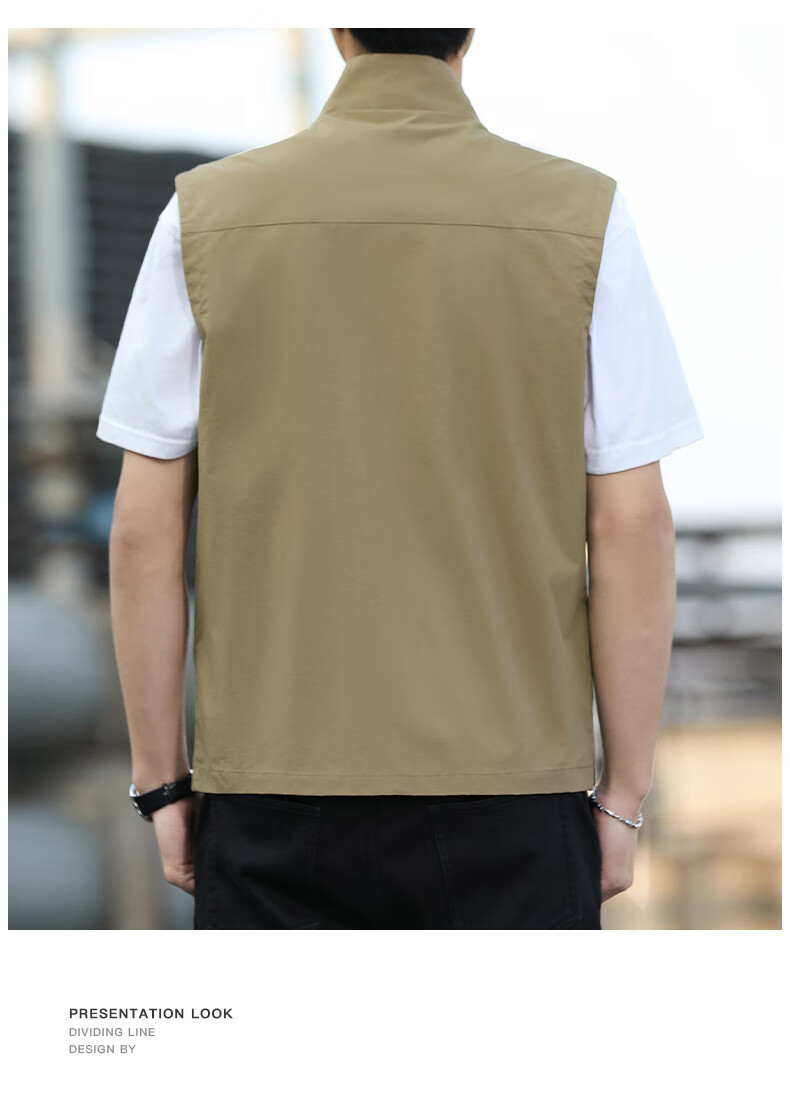 JEEP SPIRIT Men's Spring and Autumn Casual Sleeveless Vest Khaki L 17