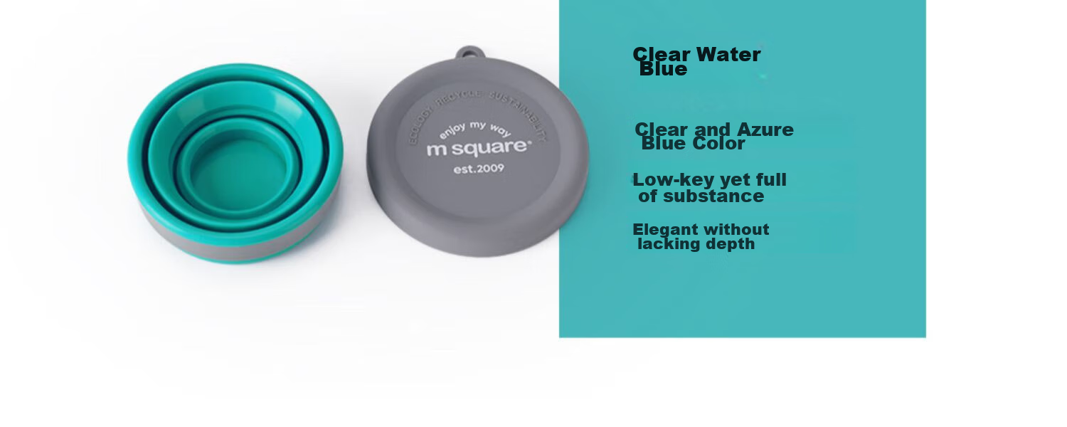 M Square Folding Bowl Portable Travel Silicone Cup Bowl Food-Grade Ramen Bowl Camping Picnic Baby Bowl Blue Large Bowl 19