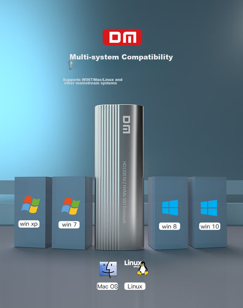 DM Damai M.2 NVMe SSD Enclosure Type-C 3.2 Portable Hard Drive Case for Laptop iPhone 17 External SSD HD1500C 7