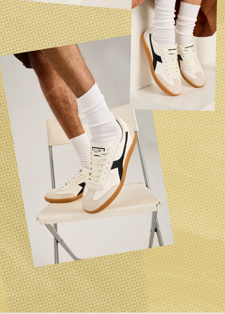 Diadora Saunter EC Unisex Casual Sneakers Small Fit, Recommend Half Size Up Beige/Red 36 9