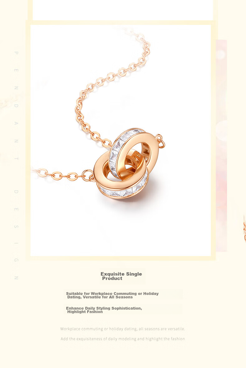 CHOW TAI SENG Interlocking Pure Silver Necklace for Women, 2026 New Light Luxury High-End Birthday Gift for Best Friend Or Girlfriend 5