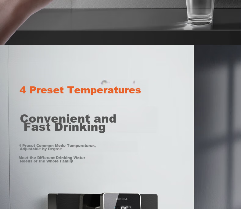 TRULIVA Wall-Mounted Hot And Cold Water Dispenser, Instant Hot And Cold, Ice Water Experience, Home Under-Sink Water Purifier, All-In Direct Drinking Companion, High Flow Rate Compatible with W-O6412 14