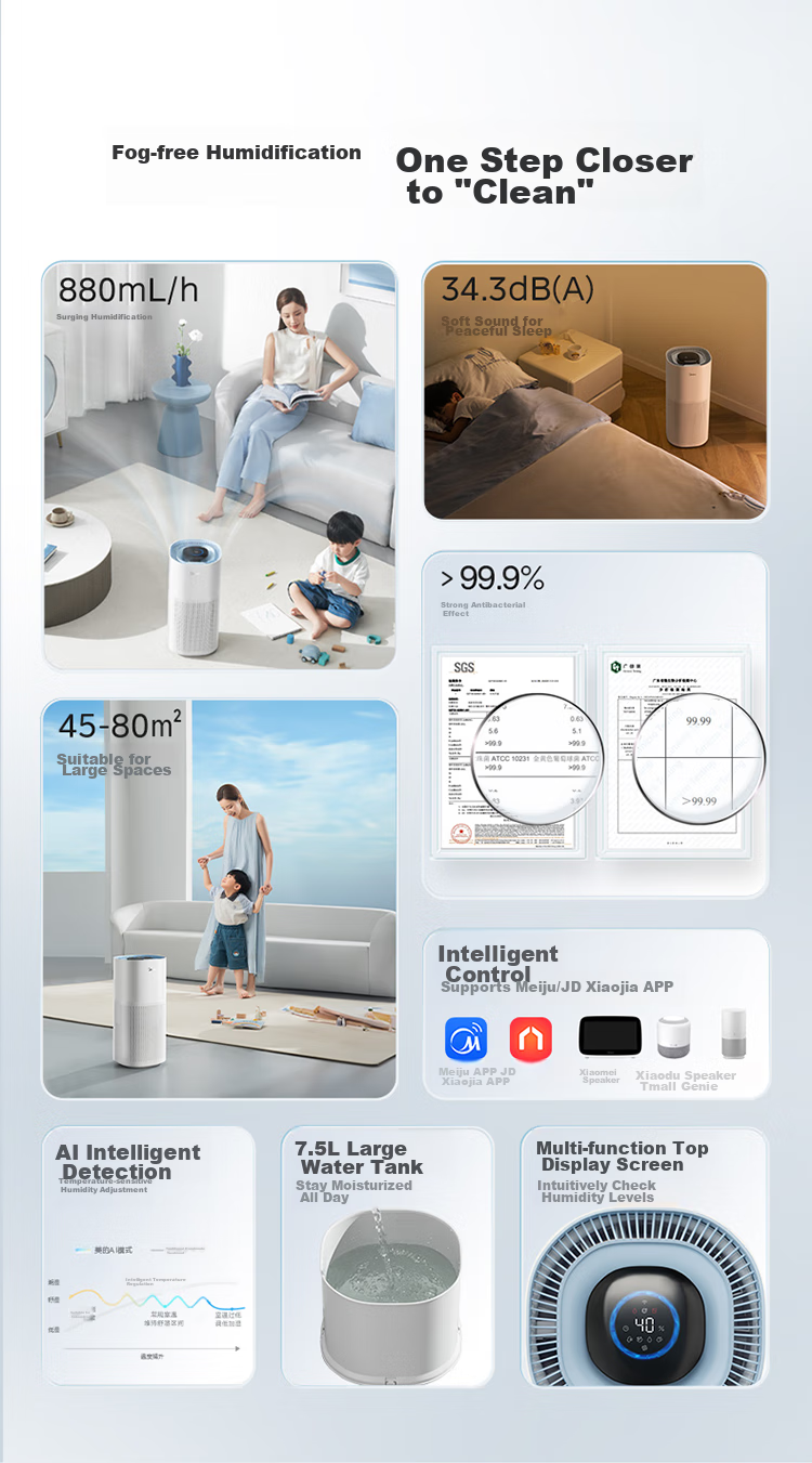 Midea [Xiaolanjing 800] Price Protection, 618 Non-Water Mist Air Humidifier for Home Bedroom, Pregnant Women, Mothers And Babies, Heating, Antibacterial, Small Atomizer, Gift Subsidy SZK-1Y80 1