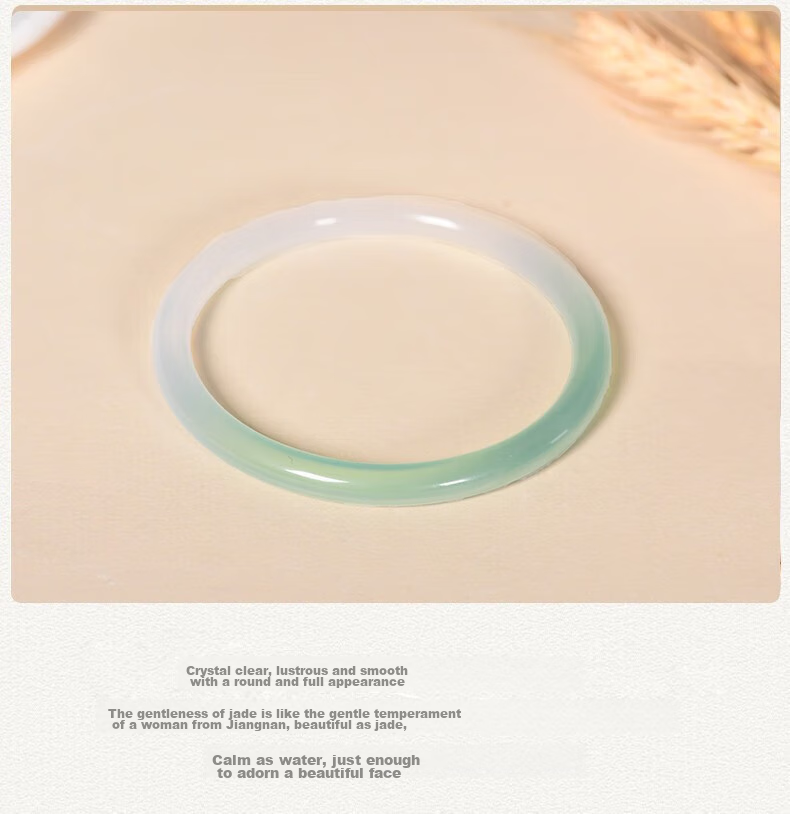 Jingying [Premium Grade] Jade Bangle for Women, Ice Type Chalcedony with Floating Flowers Design, Half Mountain And Half Water Agate Bracelet, Birthday Gift for Wife 4