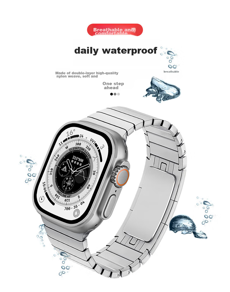 BHO Compatible New Apple Watch Band, Metal Chain Strap for Apple Watch S12/S11, Stainless Steel Watchband for IWatch S10/9/8/SE3/Ultra4/3 7