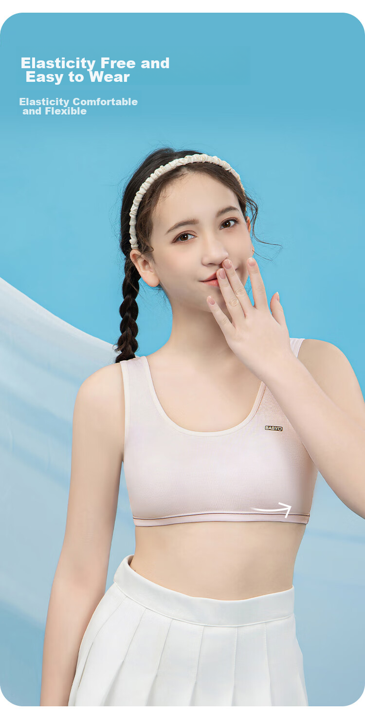YUZHAOLIN Girls' Underwear for Puberty, First Stage for Elementary School Students Aged 8-12, Anti-Nipple Girls' Children's Camisole 7