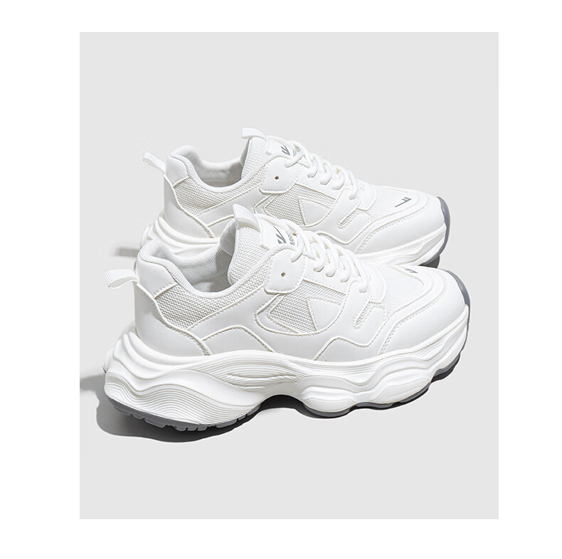 Huili Women's Chunky Sneakers, Mesh Upper Sports Shoes, Ladies' Thick-Soled Breathable Casual Shoes, 3075 White And Black, Size 35 11