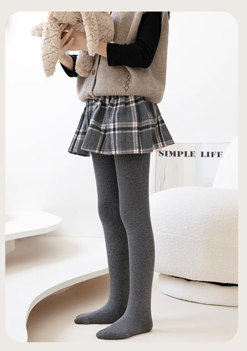 Langsha Children's Thickened Fleece-Lined Thermal Leggings Girls Autumn Winter Striped High-Waist Tights for Older Kids 14