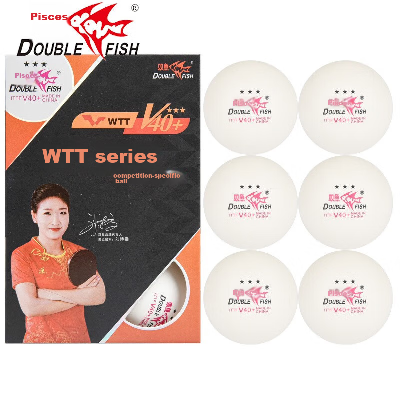 Мячи для настольного тенниса DOUBLE FISH WTT V40+ 3 звезды, одобренные ITTF, белые, 6 шт.
