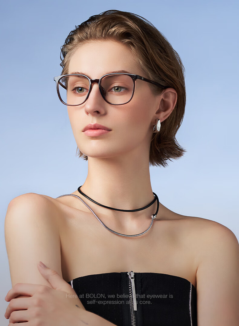 BOLON Eyeglasses, Trendy Face-Slimming Large Frame Optical Myopia Glasses for Men And Women, Lightweight BJ5129B12 1