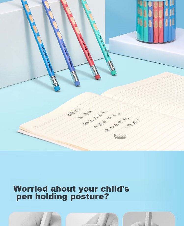 Deli You Dong Dong Writing Pencil HB (30 Pieces/tube), Multi-Color with Eraser Tip, Easy Grip, Children's Posture-Correcting Pencil, Student Handwriting Practice Pen HC148-HB, Back-To Stationery 2