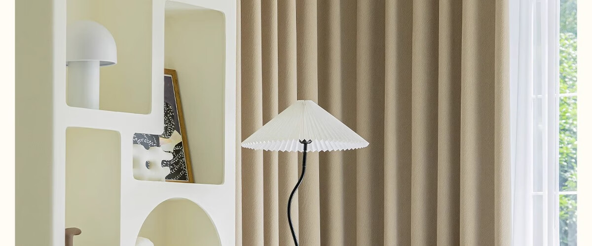 Mihua High Light-Blocking Curtains, Complete Set for Living Room, Thickened Sun Protection, Hooked Velvet Fabric, Cheese Cashmere Color, 1.8m Wide * 2.4m High 10