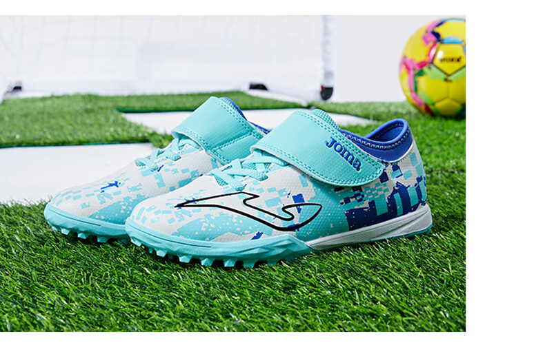 JOMA Soccer Shoes for Children, TF Turf Cleats, Boys' Youth Elementary School Students, Retro Classic Football Training Shoes, Mint Green, Size 33 11
