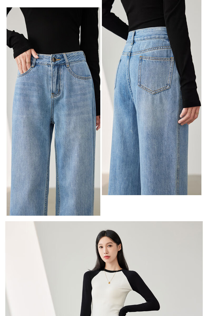 LangSha Straight-Leg Jeans for Women, Color-Fast High-Quality Spring And Autumn Long Pants, 2025 Loose Slim Wide-Leg Trousers 12
