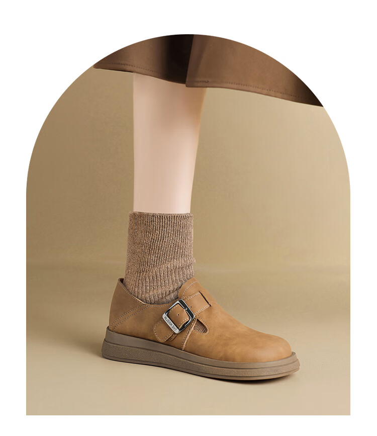ZHR Women's Single Shoes, Versatile And Simple Soft-Soled Birkenstock-Style Shoes, Comfortable Buckle Women's Shoes, JF20, Apricot Color, Size 38 8