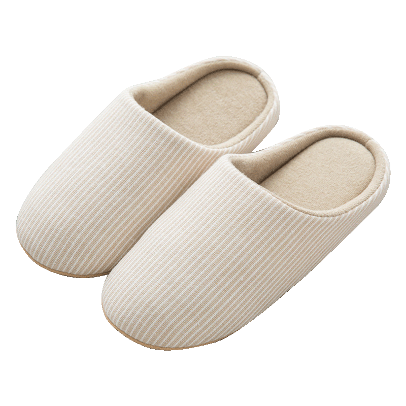GUOLUOFEI Japanese-Style Home Indoor Spring Slippers for Men And Women, Large Size Non-Slip Floor Slippers for Home Use, Beige, Size 38-39