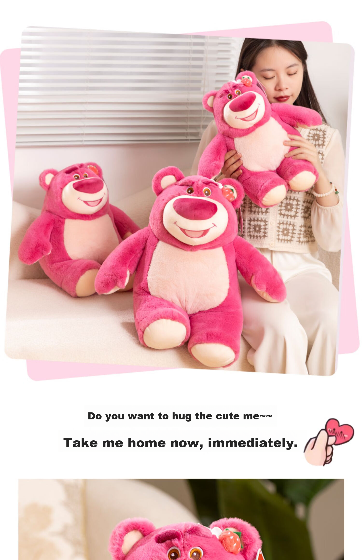Disney Plush Doll Pillow Stuffed Animal Birthday Gift for Girls, Toy Story Strawberry Bear Fragrance 9