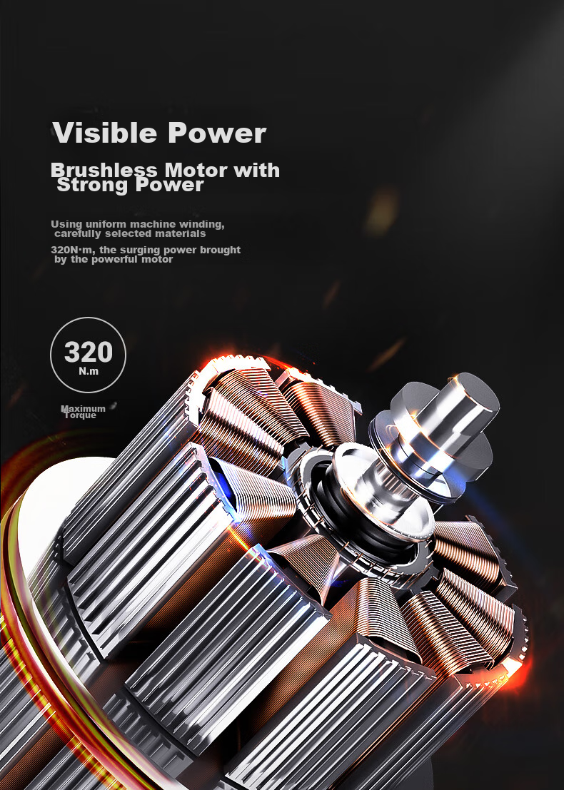 Deli Brushless Electric Impact Wrench, Lithium Battery Wrench, Scaffolding Repair, Air Impact Wrench Socket Set, High-Power Torque Tool Kit 4