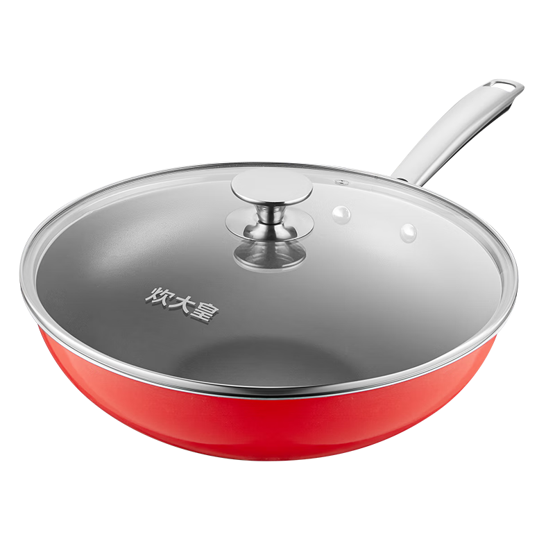 COOKER KING Titanium Shield Zero Fluorine Wok, 304 Stainless Steel with Titanium, Non-Stick Pan, 32CM