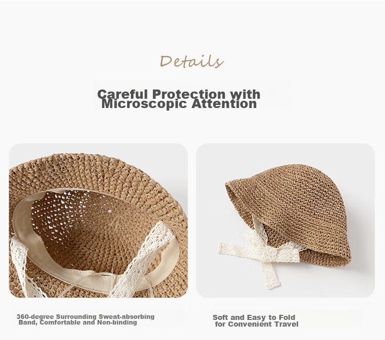 Babylove Baby Boys and Girls Straw Hat Summer Sunshade Hat Infant Toddler Sun Hat Kids Outdoor Fisherman Straw Hat 7