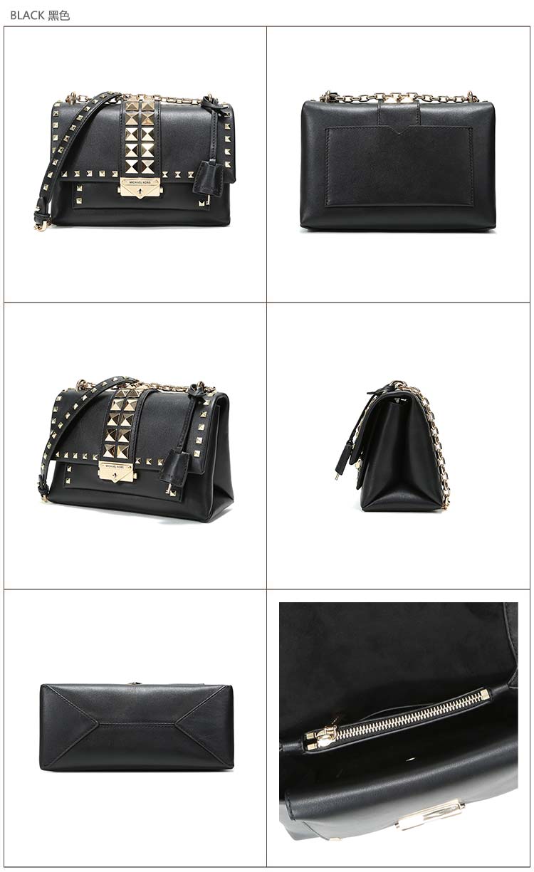 michael kors 迈克·科尔斯 mk女包 cece系列纯白色牛皮中号铆钉手提
