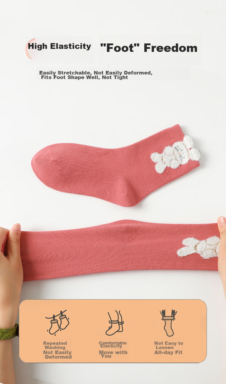 Bingxuemumian Children's Socks, Girls' Mid-Calf Socks for Autumn And Winter, 6 Pairs of Seamless Cotton Socks, Spring And Autumn Short Socks with Lace Trim for Small to Big Kids And Students 5