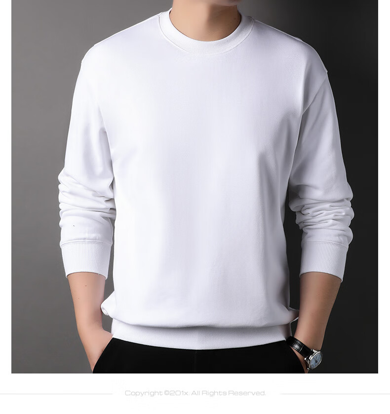 Hengyuanxiang Men's Sweatshirt, 100% Pure Cotton, Round Neck, for Young And Middle-Aged Men, T-Shirt 15237320, Dark Night Gray, 170/92A 9