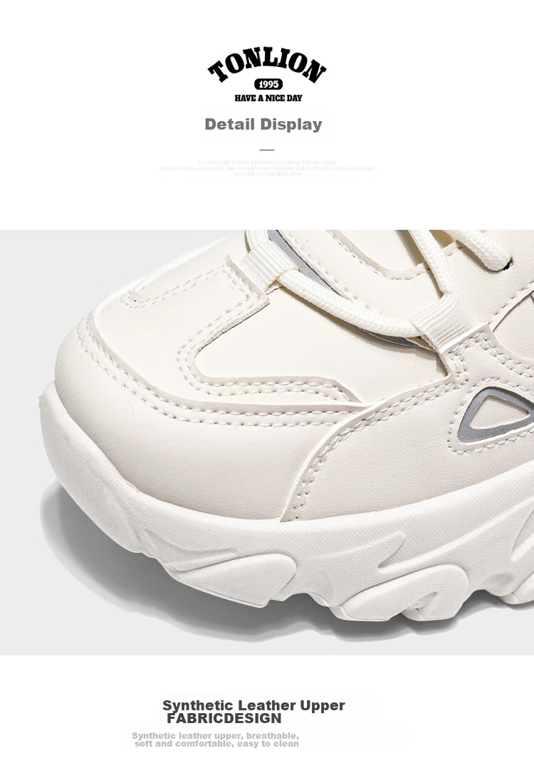 TonLion Women's Shoes, Summer Thick-Soled Dad Shoes, Korean-Style Women's Footwear, Female Student Sports White Sneakers 11