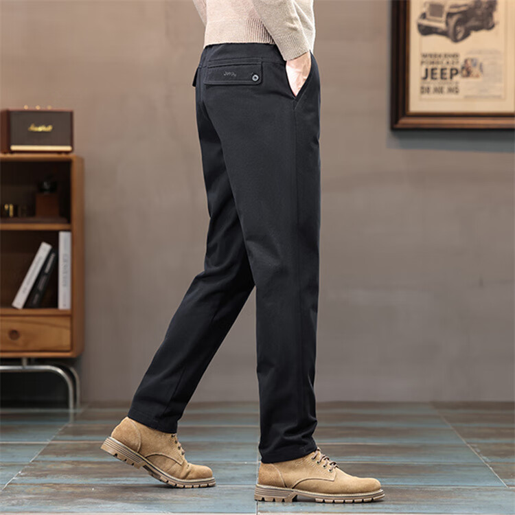 JEEP Casual Pants for Men, Fashionable Loose Straight-Leg Trousers, Trendy Versatile Easy-To Men's Pants 2225 Black 30 8