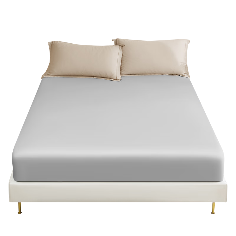JD Original 40-Count High-Quality Pure Cotton Fitted Sheet, Class A Bare Sleeping All-Cotton Fully Enclosed Bed Cover Mattress Protector, for 1.5-Meter Bed, Silver Gray