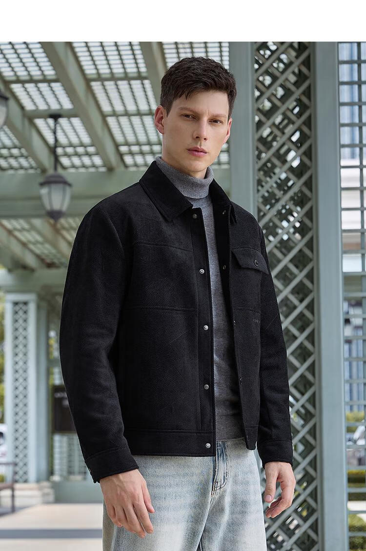 DANCING WOLVES 85% Duck Down Autumn Winter Corduroy Lapel Thick Men's Down Jacket 102 Dark Blue 175 12