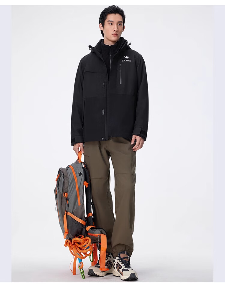 CAMEL Outdoor Three-In Jacket for Men with Fleece Inner Layer, Windproof And Waterproof Coat, Mountaineering Wear A14CA18671 16