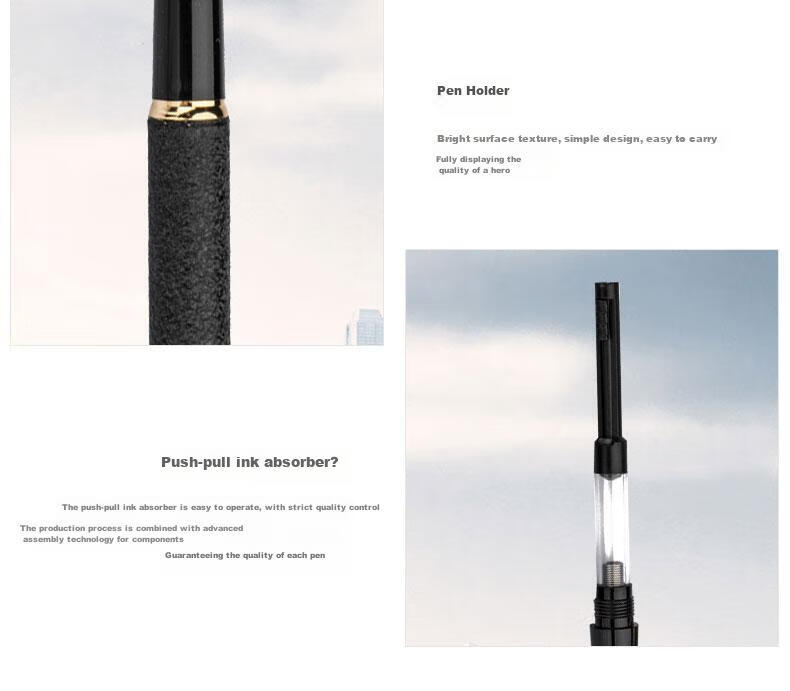 HERO Fountain Pen Black Velvet Sand Iridium Nib Ink Pen 6006 8