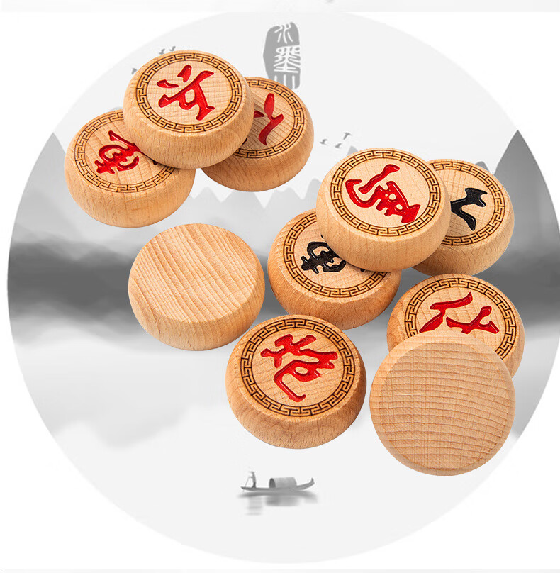 Miaoji Chinese Chess Set Large Size No.60 Beech Wood Chinese Chess Pieces Leather Chessboard Camping MJ8653 11