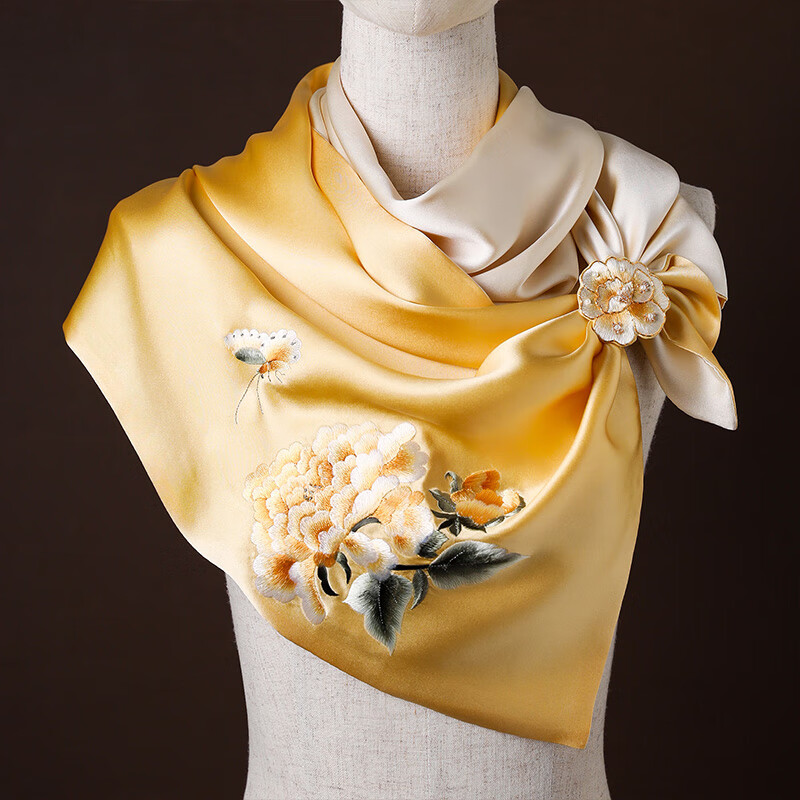 Hangsilu Silk Scarf And Bag Set, Mulberry Silk Women's Shawl, Birthday Gift for Mom Or Teacher on Mid-Autumn Festival