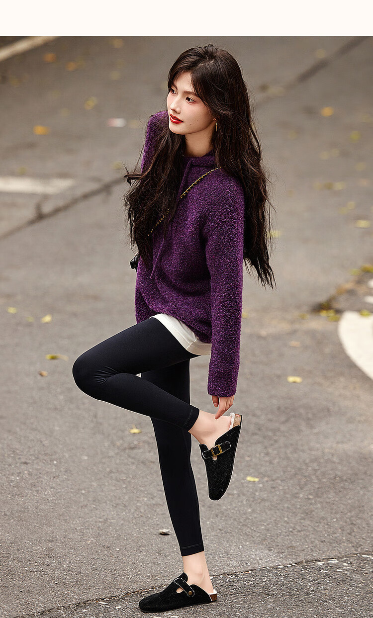 DME "Paper Doll Circle Yarn Sweater" 2025 Winter Hooded Long Sleeve Simple and Comfortable Knit Sweater Women's Top 11