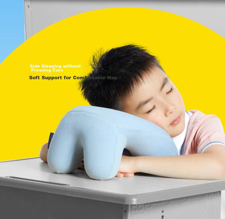 CORY Nap Pillow, Elementary School Student Hugging Pillow, Children's Prone Sleeping Pillow, Portable Nap Pillow for Office Breaks And Rest, Bamboo Charcoal Blue 7