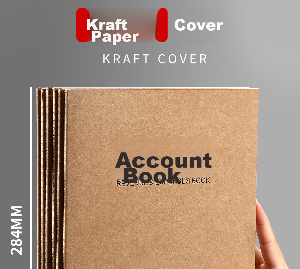 Jiaranheng 5-Pack A4 Cash Book, Kraft Paper Accounting Ledger, Cash Journal, Income And Expense Book, Company Financial Accounting Flow Sheet, Financial Management Notebook 4