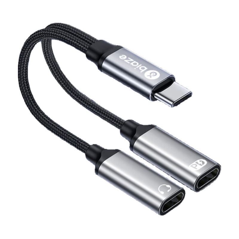 BIAZE Live Streaming Adapter Type-C to Dual Type-C Audio Converter Charging Music And Voice Call Two-In Compatible with Huawei, Xiaomi, Redmi Phones MK24