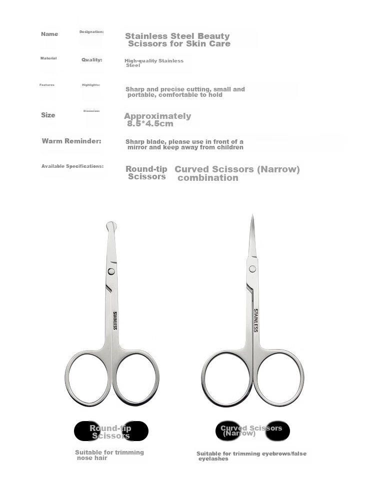 Meifuyu Stainless Steel Round-Tip Nose Hair Trimmer, Small Scissors for Men's Use, Manual Sideburn Trimmer (Thickened Version) MF8941 2