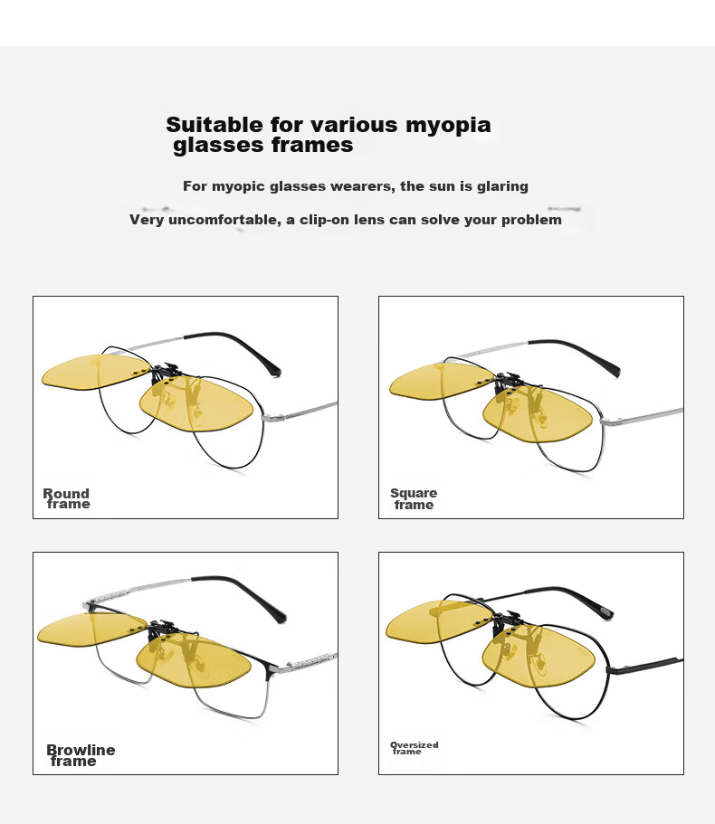 CAPONI Polarized Clip-On Sunglasses for Myopia, Photochromic Night Vision Glasses for Men And Women, Day And Night Use, Driving Specific Anti-Glare Sunglasses 11