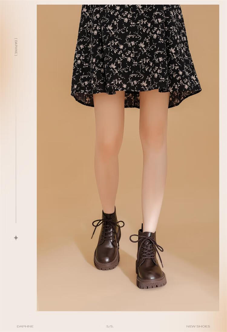 Daphne Brown Martin Boots Women 2023 Autumn Winter Short Boots British Style Ankle Boots Black Size 36 3