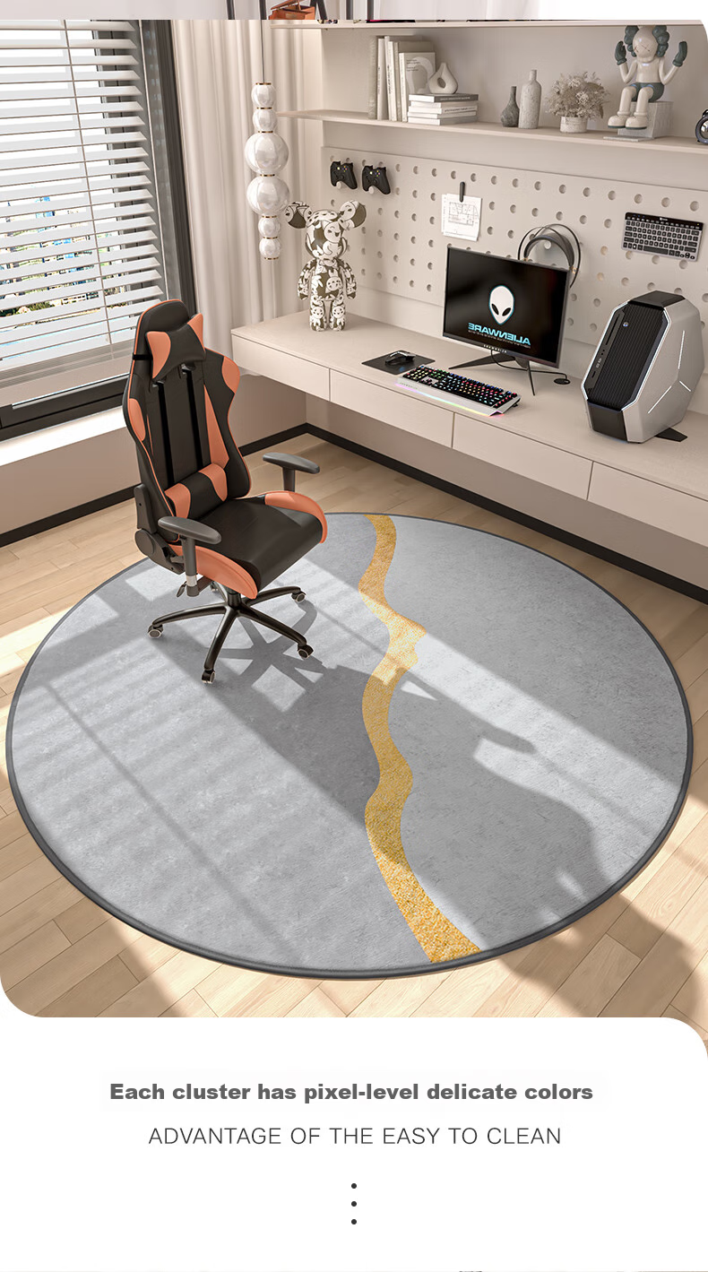 Dajiang Computer Chair Floor Mat, Gaming Room Carpet, Bedroom Soundproof Round Computer Chair Mat, Gaming Chair Floor Pad 4